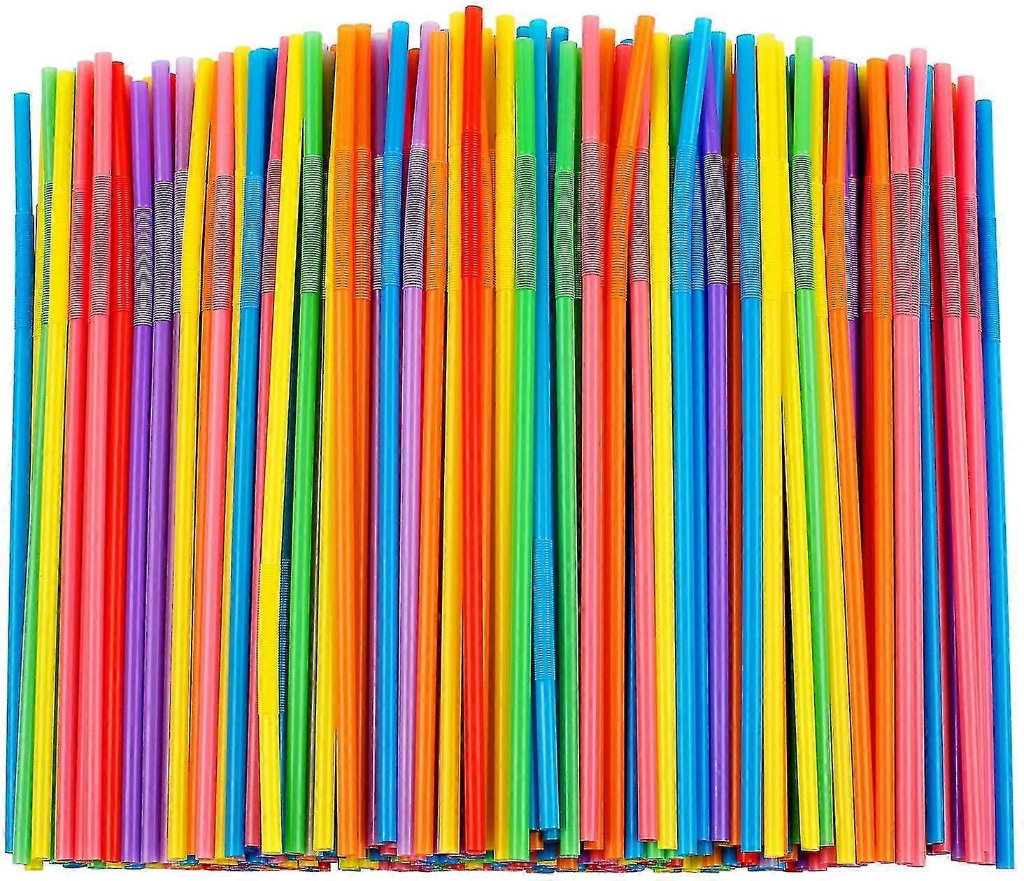 500 Pcs Colorful Flexible Plastic Straws, Bpa-free Disposable Bendy Straws