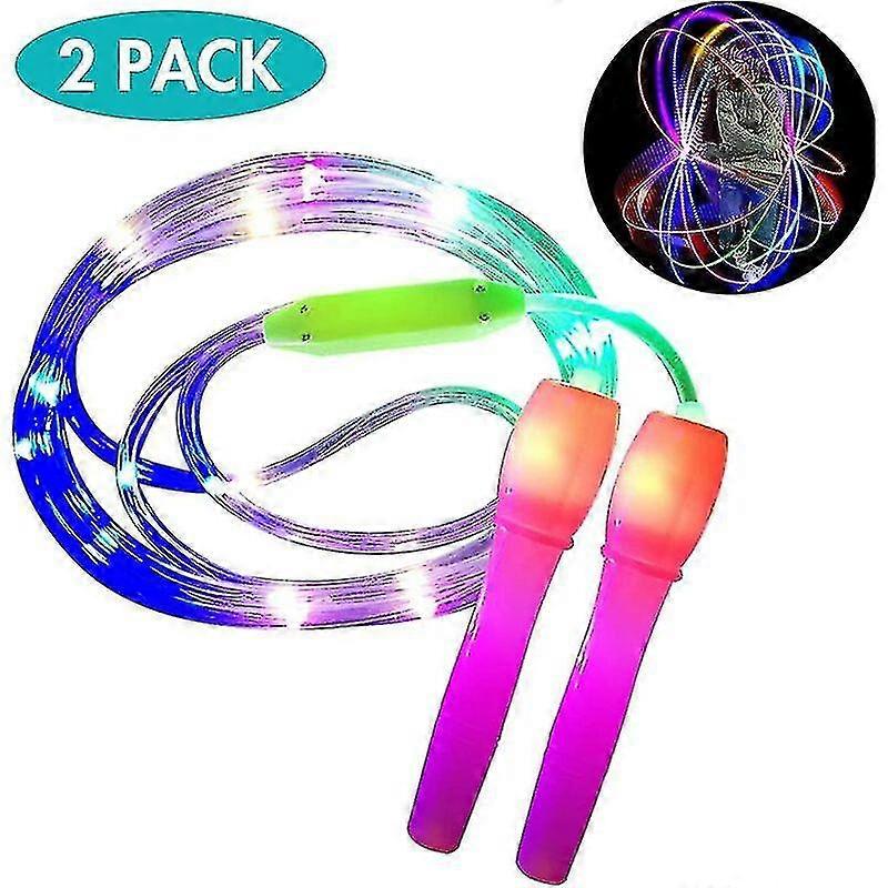Set Of 2 Led Jump Ropes, Adjustable Length And Three Light Modes Skipping Rope For Kids, Light Show, Fitness