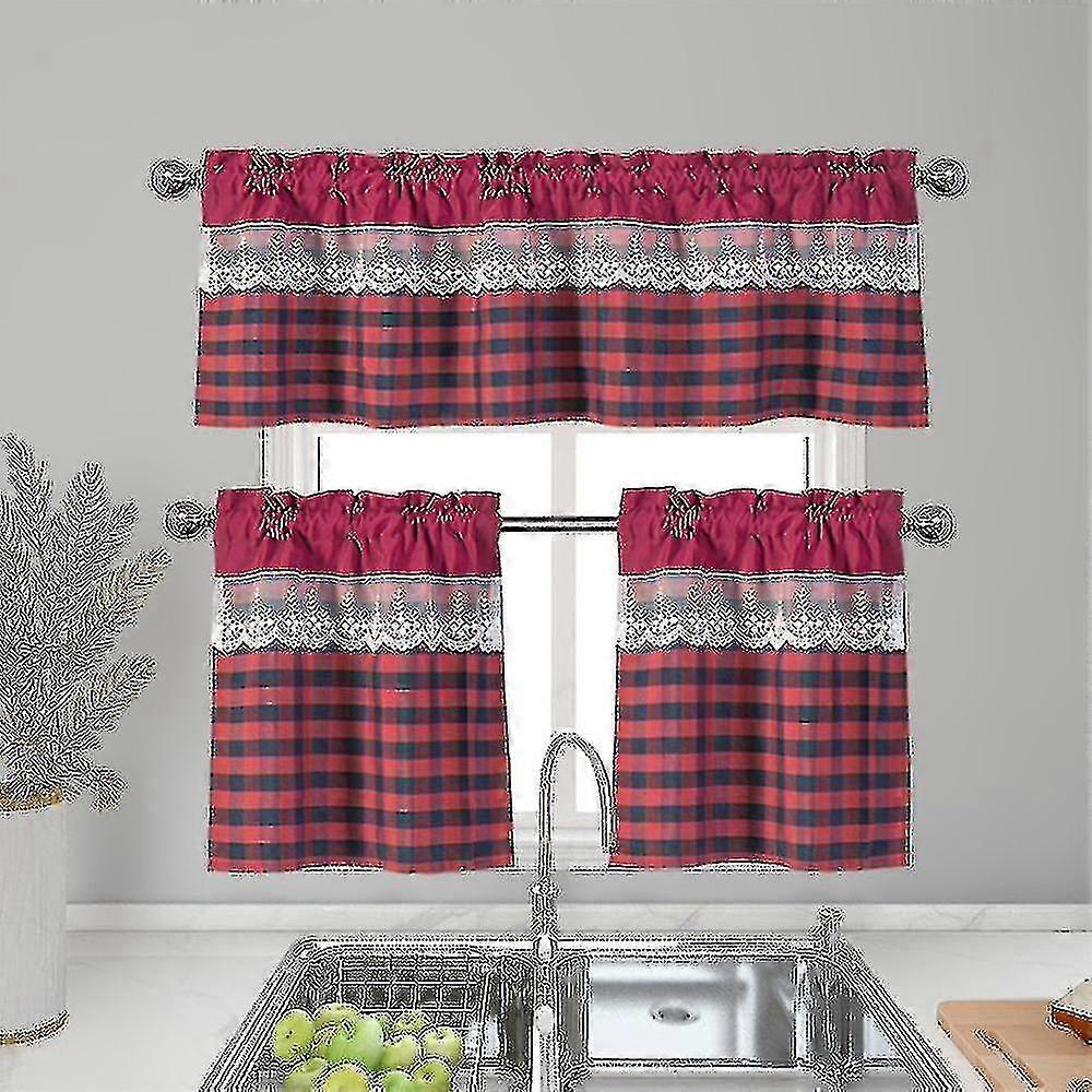 Kitchen Curtains Decor Window Curtain Luxury Cafe Valance Topper Drapes-hs