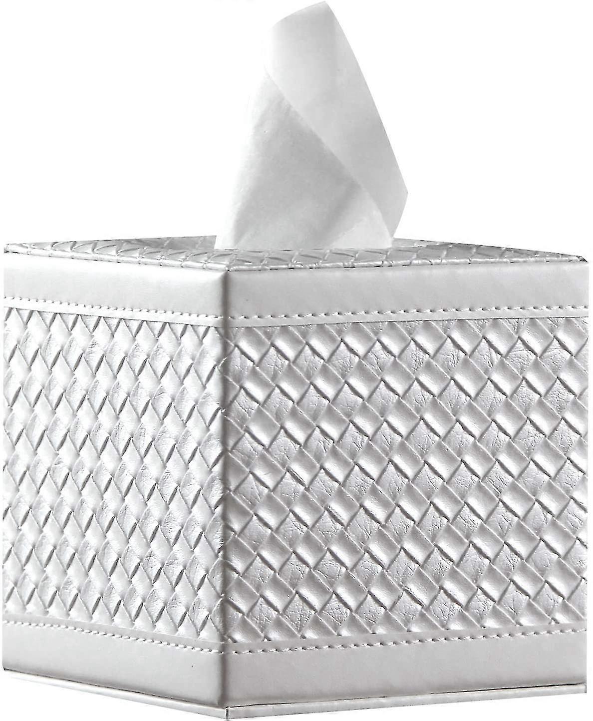 Tissue Box Cover Square, Dispenser Organizer,white Grid