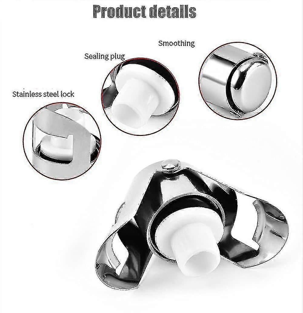 3 Pack Reusable Champagne Stoppers, Stainless Steel Wine Sparkling Bottle Cork Set With Built-in Sealing Plug(silver)