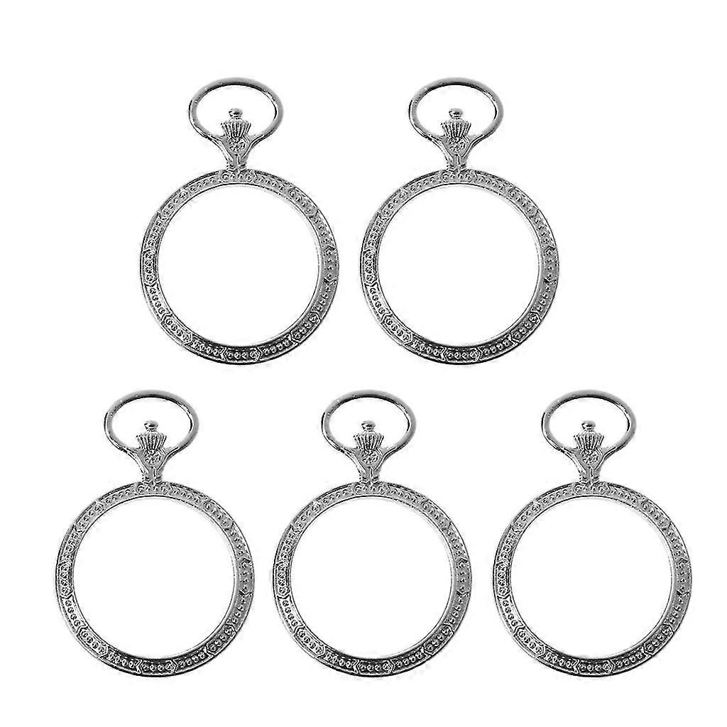 5x Round Blank Frame Tray Pendant Uv Resin Open Back Bezel Setting W/ Loop Diy