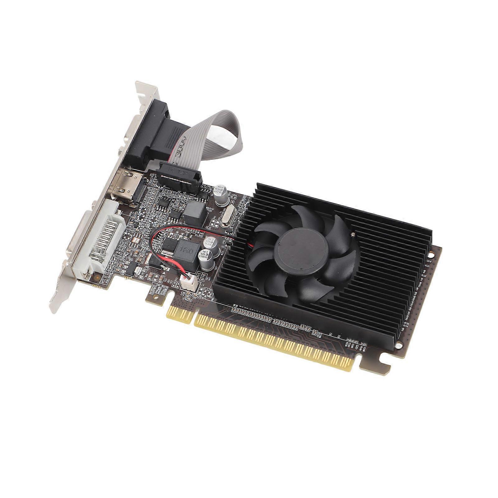 Karta graficzna GT610 1 GB DDR3 z obsługą interfejsu multimedialnego DVI VGA HD, 64-bitowa karta graficzna do gier z cichym wentylatorem chłodzącym
