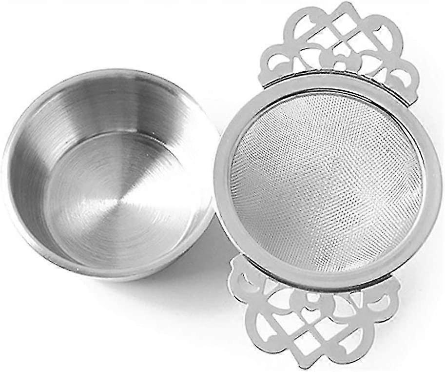 Stainless Steel Tea Strainer With Bowl Double Handle Fine Mesh Tea Strainer