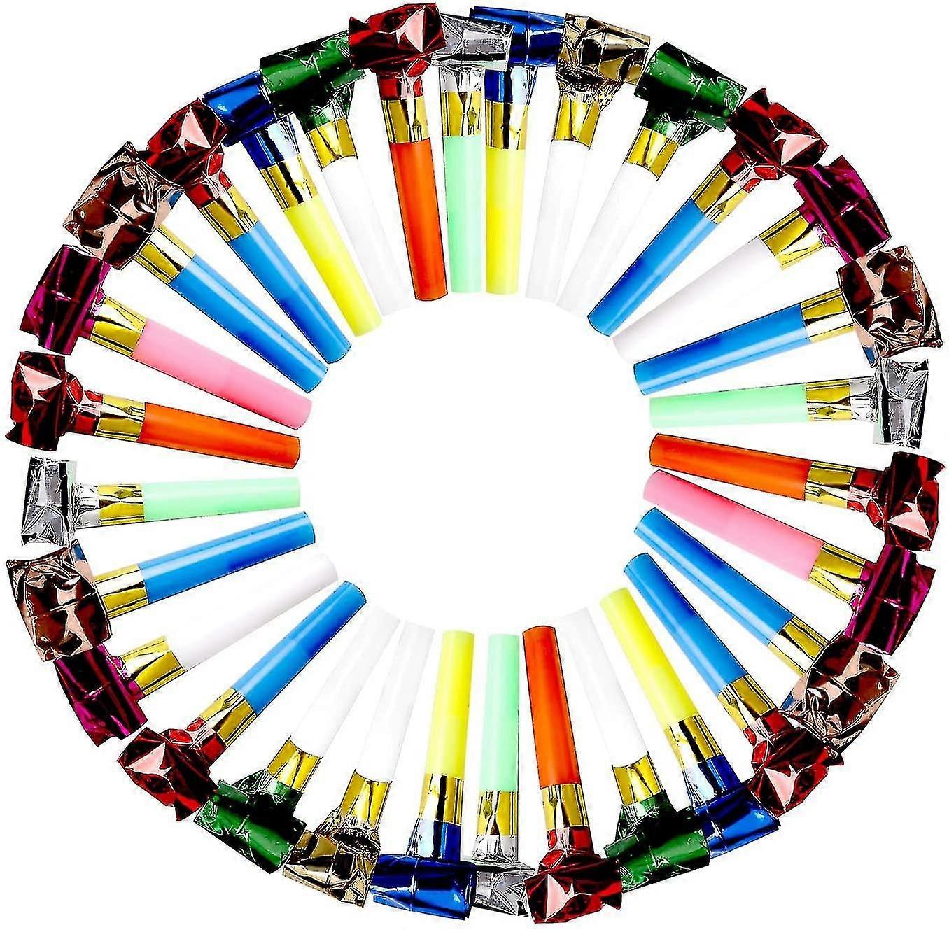 30 Party Whistle Blasting Noise Maker Colorful Plastic Booties