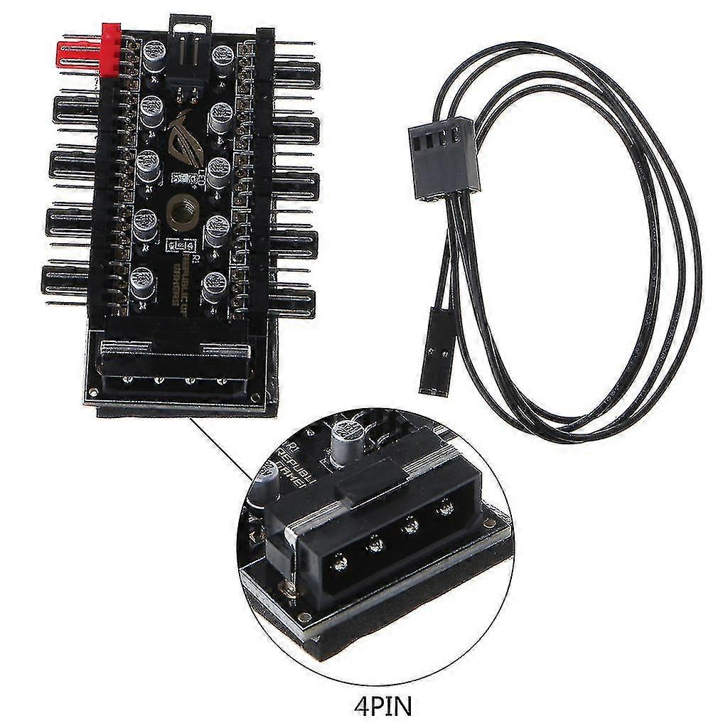 PC Chassis Fan Hub Computer Temperature Regulator 4 Pin CPU Cooling Hub 12V