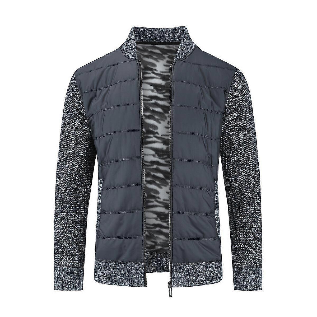 VAWAN Men's Cardigan Down Pullover Chunky Knit Warm Transition Jacket for Winter