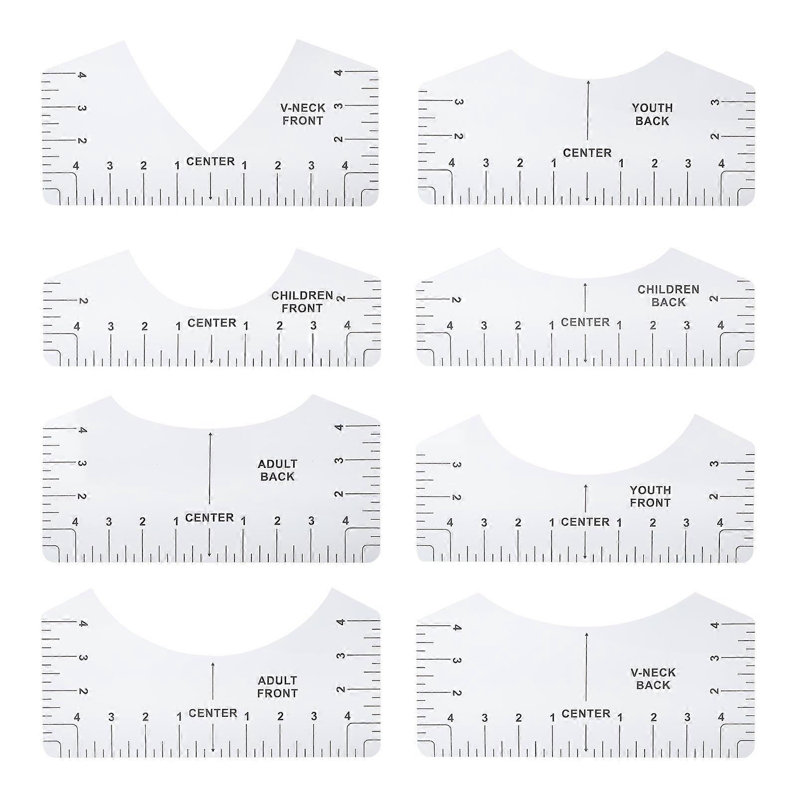 Tshirt Guide Ruler Alignment Tool Round Neck Calibration and Sewing Alignment Guiding For Clothing Design(Transparent )