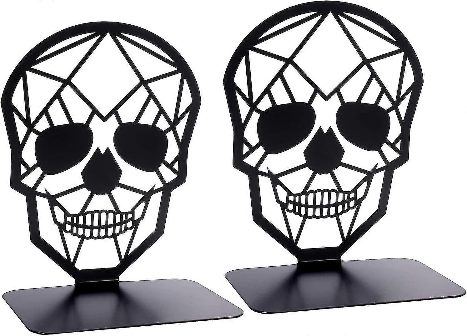 Metal Skull Design Black Bookend (1 Pair)