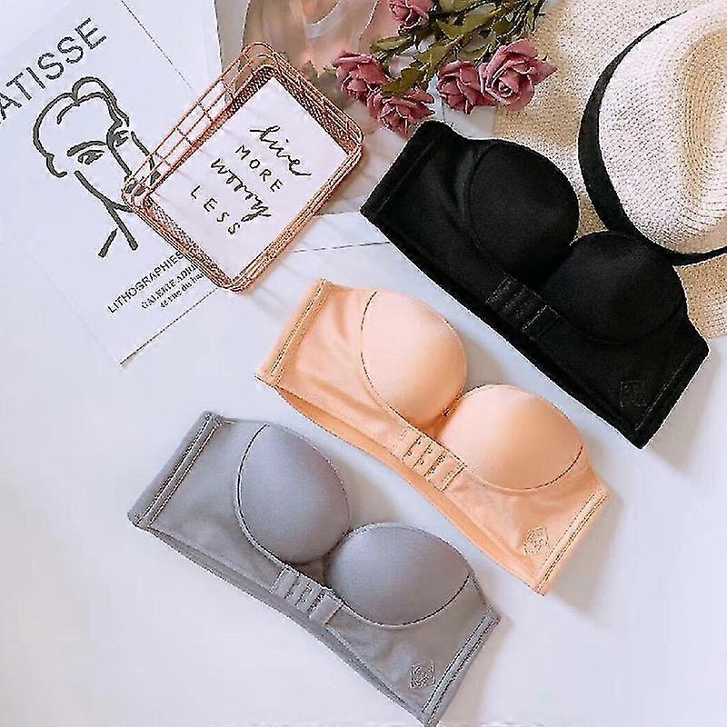 Strapless Front Buckle Lift Bra Seamless Backless Sticky Invisible Push Up Bra