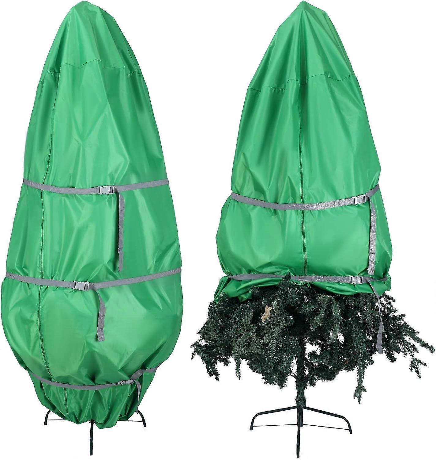 Borsa portaoggetti verticale per albero di Natale verde Borsa di copertura verticale per albero di Natale in tela con cinghie Cinch