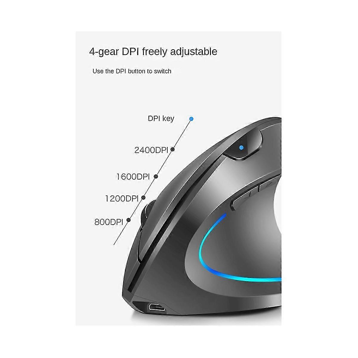 Wireless 2.4g Vertical Vertical Mouse Mute Rgb Gaming Mouse Office Mouse Ergonomic For Pc Laptop Black