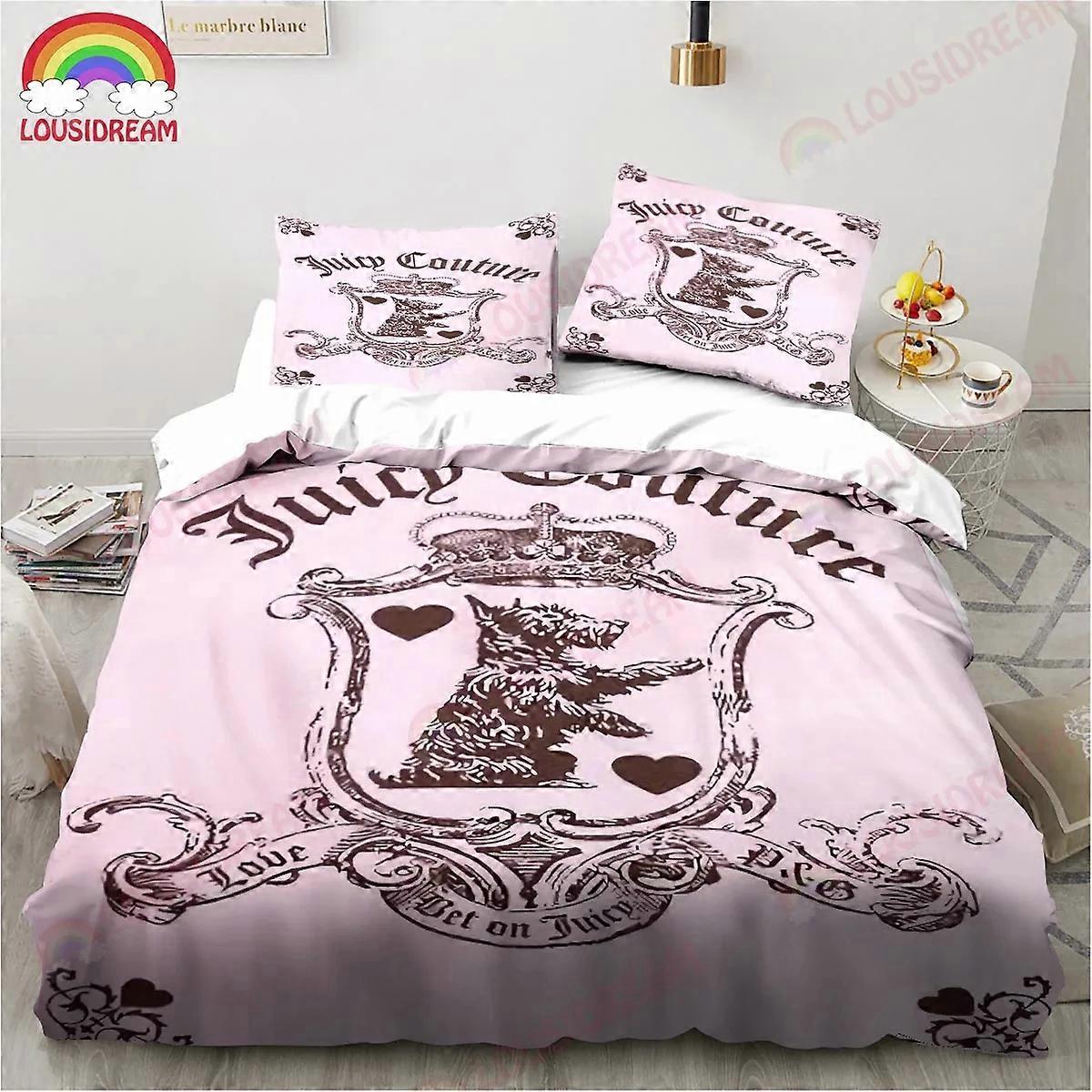 m207 Lakan Juicy Couture Crown sängkläder set,Påslakan Täcke Sängset Täcke Örngott, Pojkar Flickor Vuxna Lakan ggt207