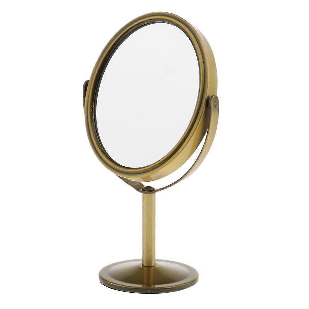 9x3in  Dual Side Normal Magnification Oval Stand Dressing Table Mirror Bronze