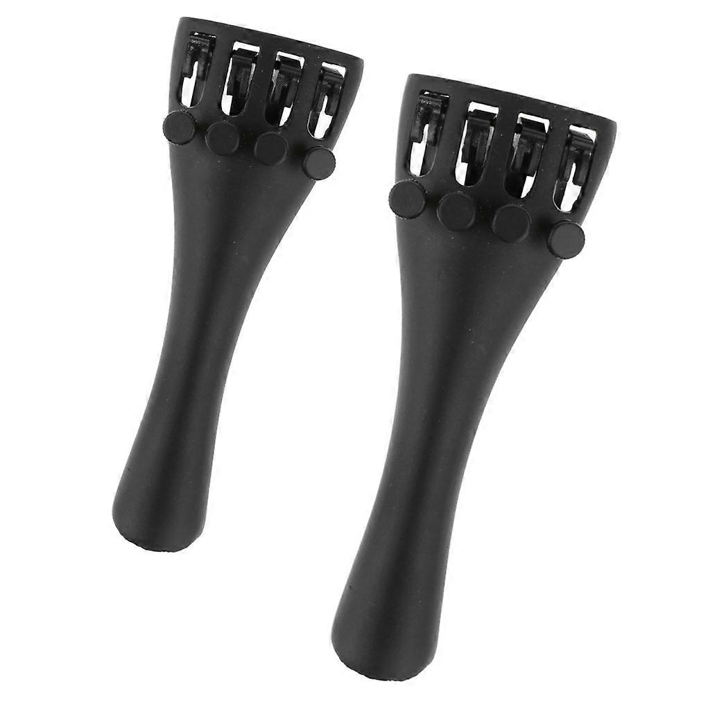 2xBlack Violin Tailpiece W/ Fine Tuners for Child Beginner DIY Accessory A+B