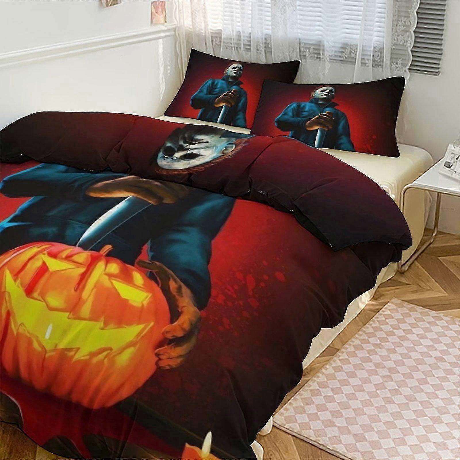Michael Myers Print Bedding Set Pattern Duvet Cove Set Pieces Quilt Cover And Pillowcases for Women Men Teens Multiple sizes to choose fro