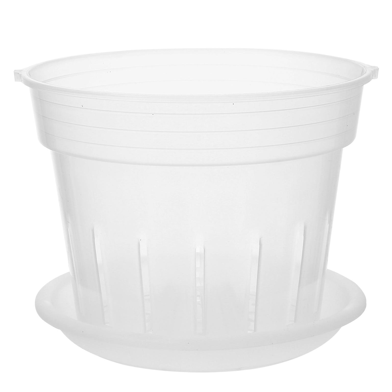 1 Set of Ventilate Holes Flowerpot Practical Rounded Plastic Flower Pots with Tray
