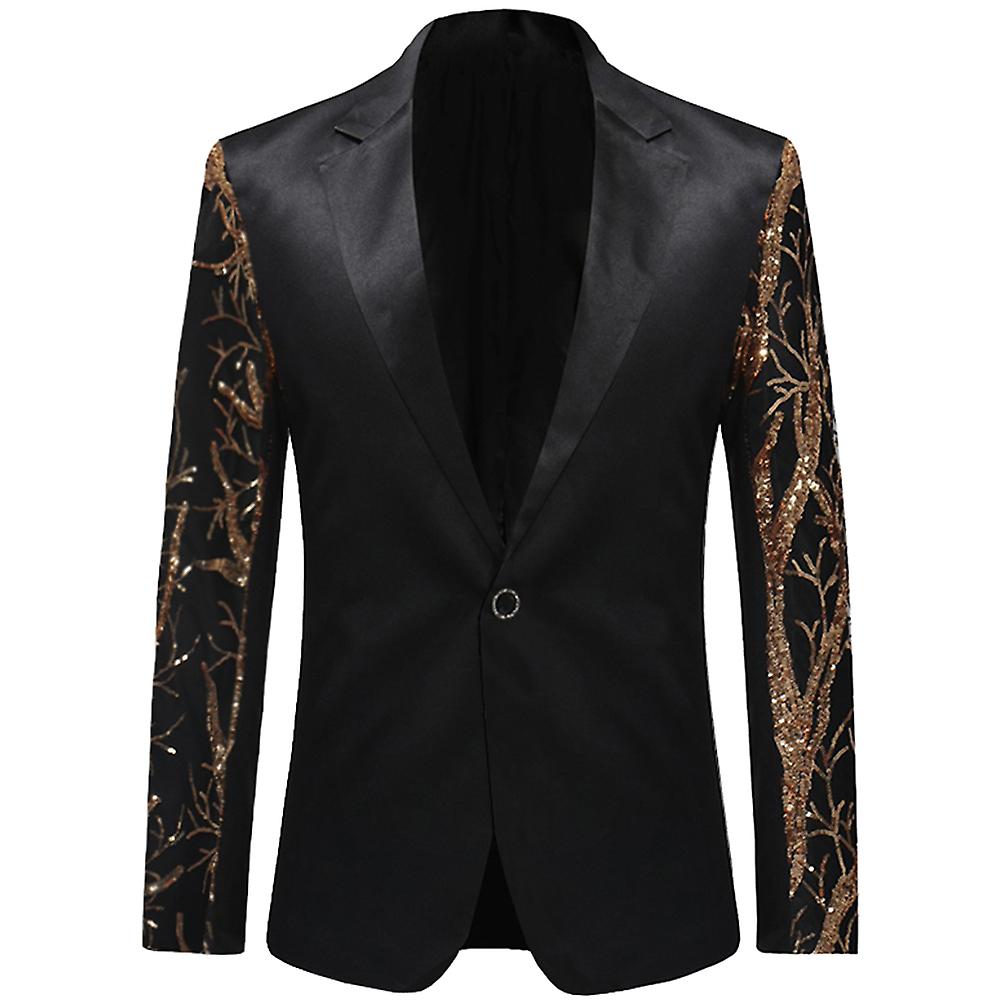 Cloudstyle Men's Casual 1 Button Arm Shiny Sequins Blazer