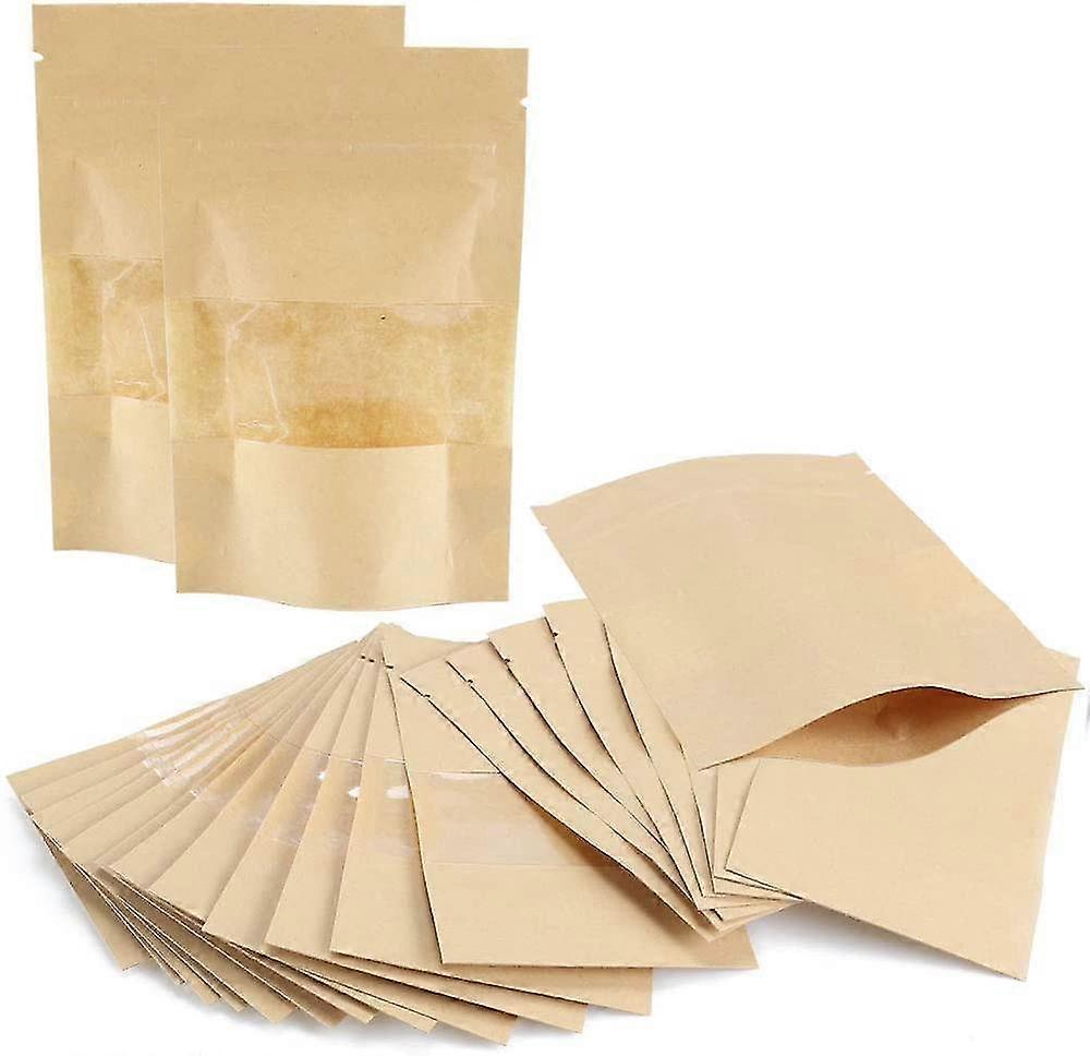 50stk KraftPapirposer Selvforseglende Stand Up Pose Kraft Zip Lock Stand Up Tasker