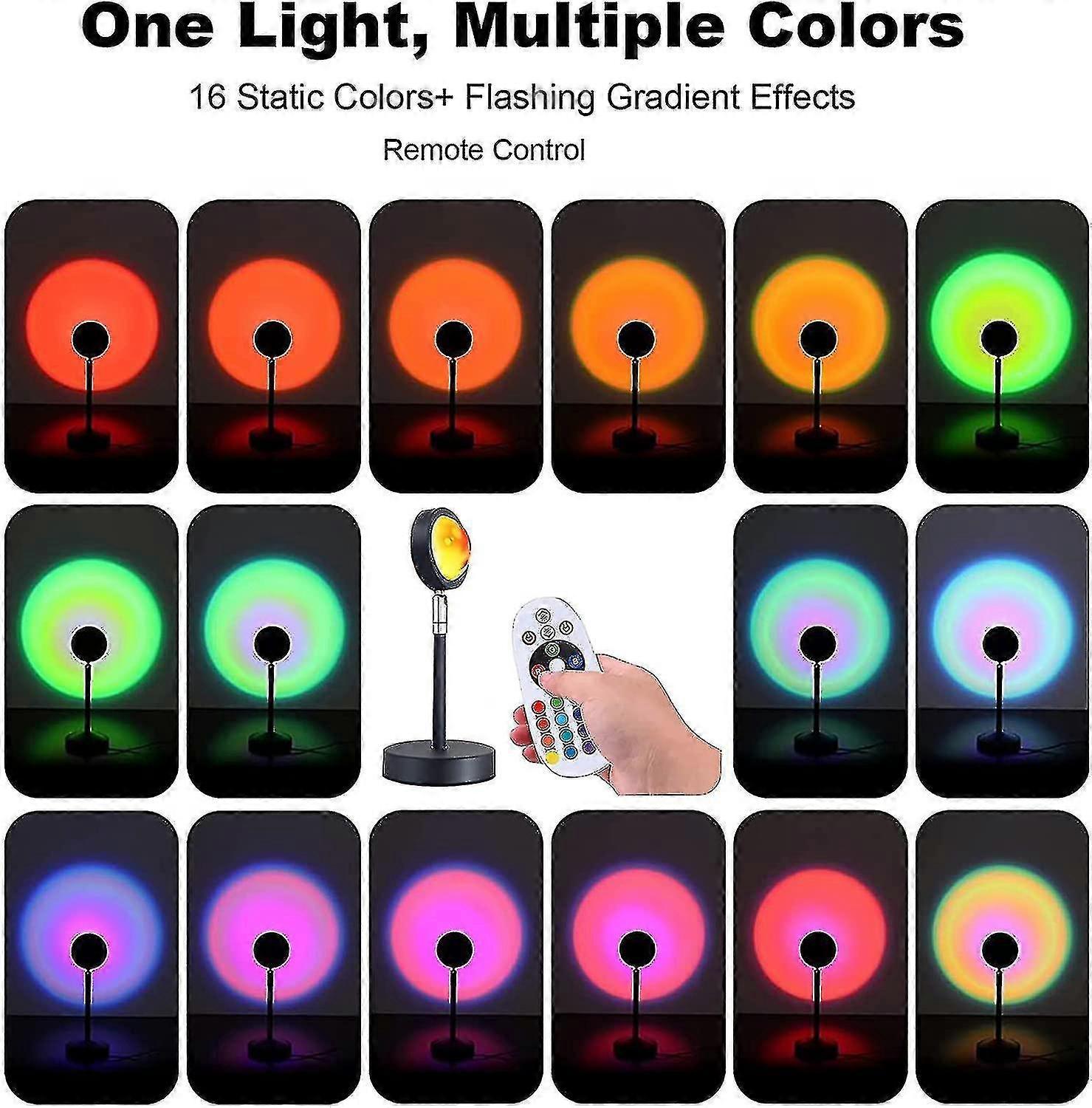 Sunset Lamp, Home Decor Projector Light With 16 Colors 4 Modes