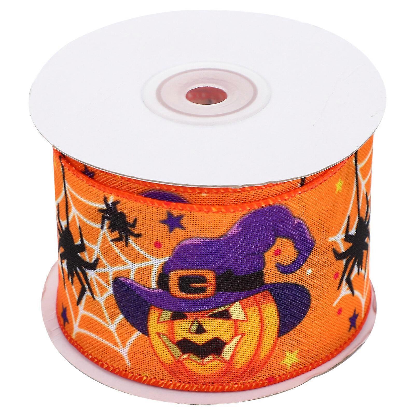 1 Roll of Halloween Wired Edging Ribbon Garland Decoration Ribbon Wrapping Ribbon
