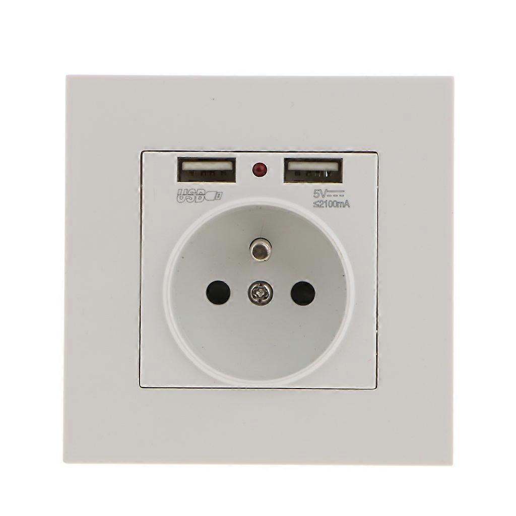 Wall Socket,Power Socket with Double USB 5V/2100mA, Built-in Socket with 2 USB Ports Convenient