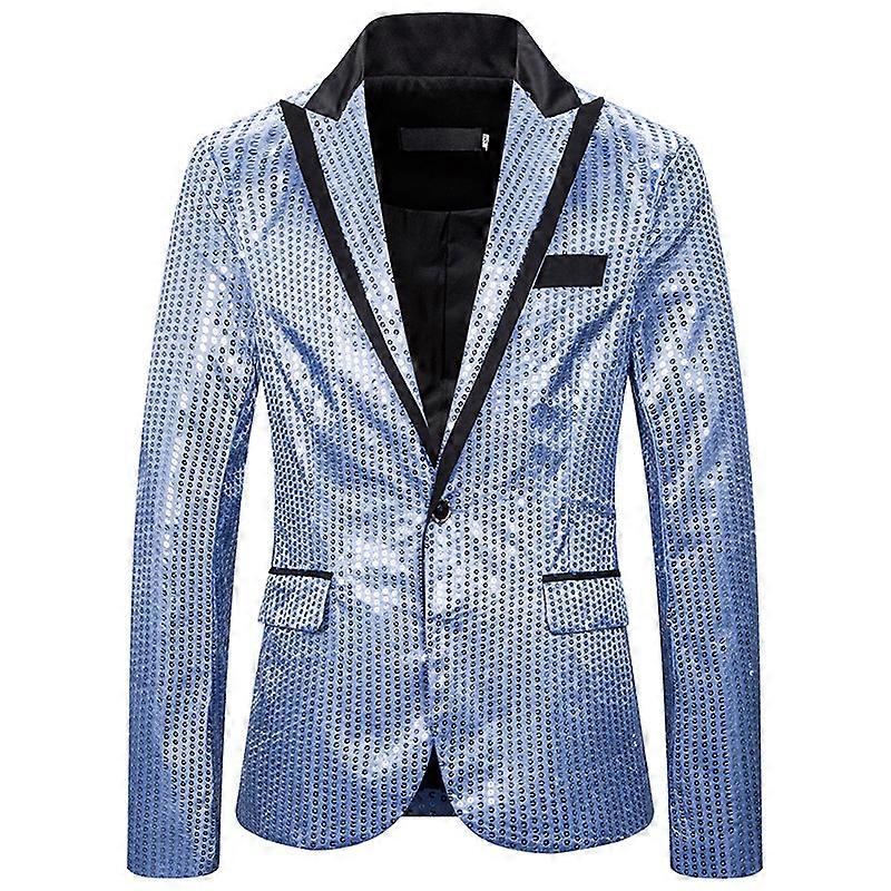 Men One Button Fashion Shiny Sequins Jackets