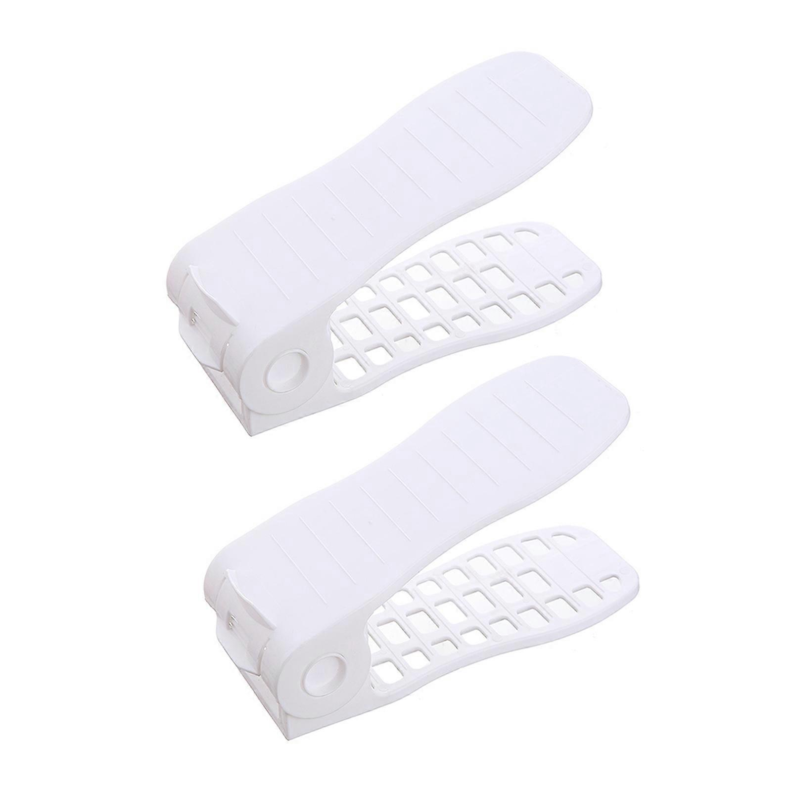 2Pcs Double Layer Shoe Tray Storage Holder Height Adjustable Anti-Slip Design Strong Load-bearing High Heels Shoe Organizers Jikaix