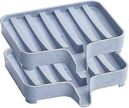 Soap Saver Soap Dish Self Draining Soap Holder for Bathroom,Kitchen 2 Pack(Blue)