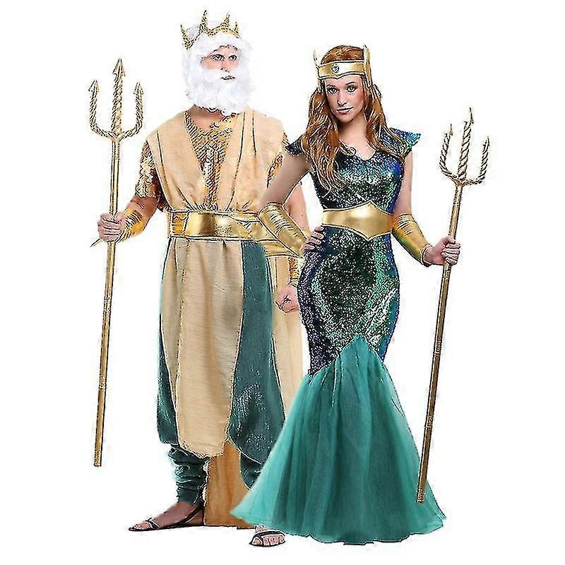 大人のメンズ女性キングネプチューンコスチュームハロウィンポセイドンコスチュームコスプレボリス