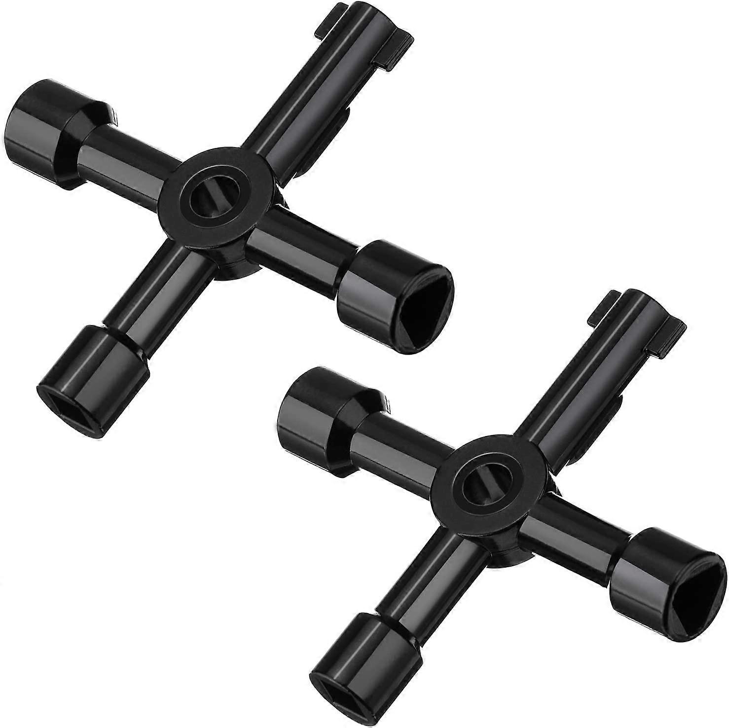 2 Pack Electric Cabinet Keys Gas Meter Keys Utility 4-Way Keys For Multi-Application (Black)