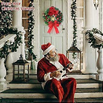 Ghirlanda Natalizia Con Luci LED - Corona Elfi Natale 50x30cm Per Porta, Camino, Finestra - Foto 2