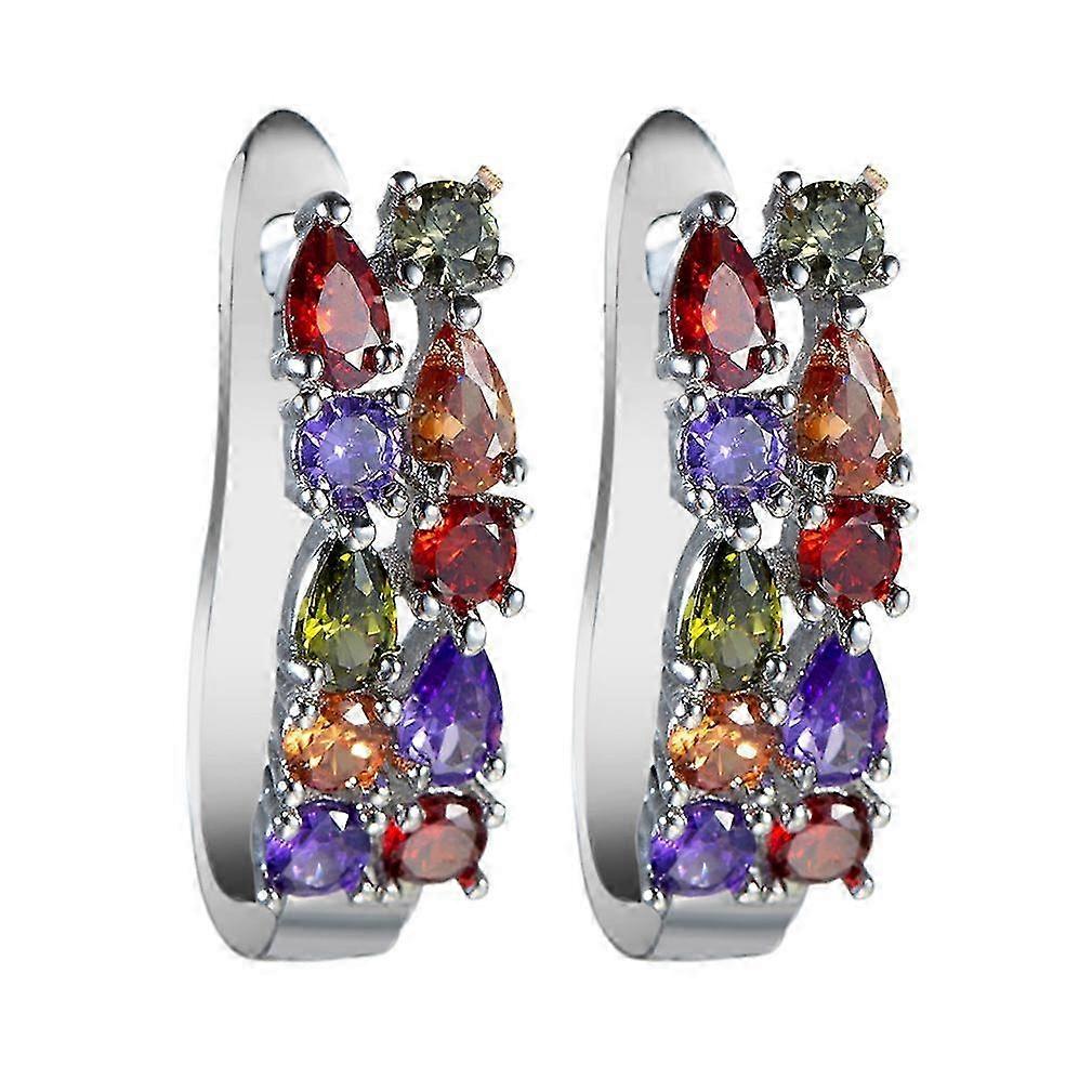 Earrings U shape Electroplated Colorful Zircon Accessories for Wedding