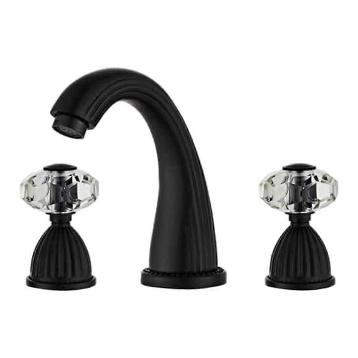 Vintage Style Two Handle Bathroom Faucet Three Hole Faucet Crystal Handle Bathroom Sink Faucet