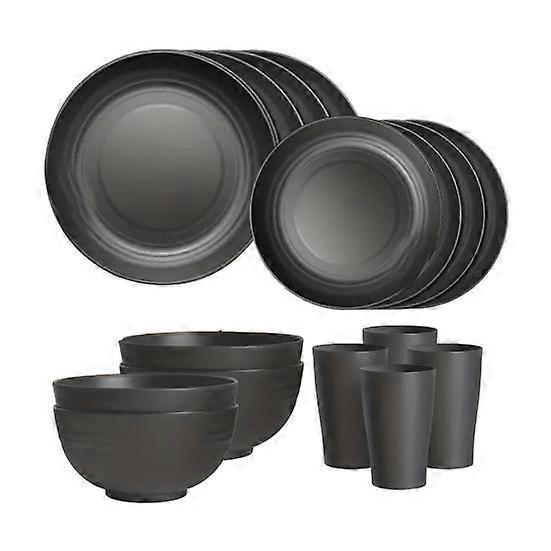 16Pcs Cutlery Set Stackable Unbreakable Plates, Bowls And Cups Set BPA-Free Tableware for Family