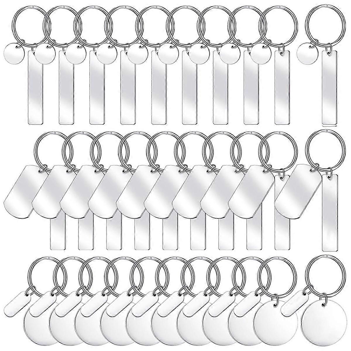 30Pcs Engravable Metal Keychain Metal Stamping Blanks for Engraving Stainless Steel Blank Key Ring