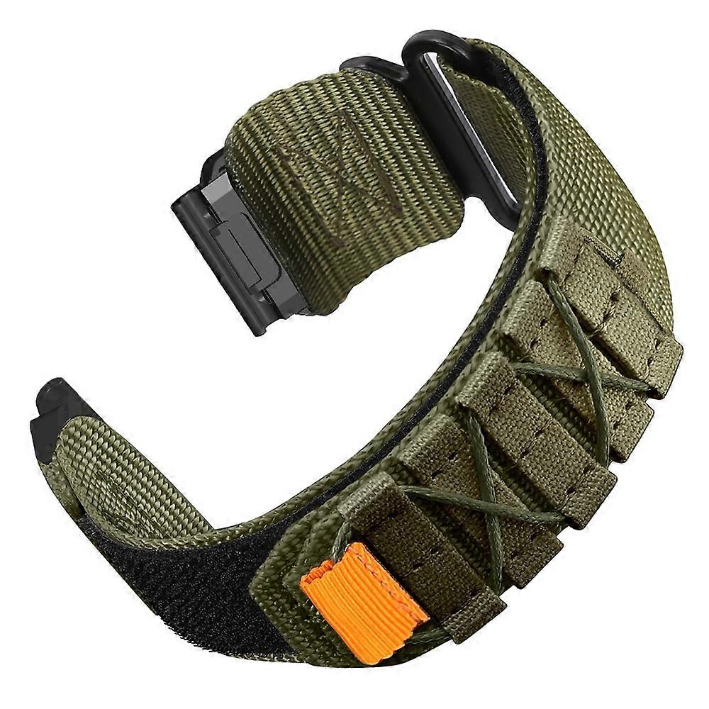 26mm Watch Band for Garmin Fenix 8 51mm 7X 6X 5X Quick Release Nylon Magic Tape Strap - Army Green