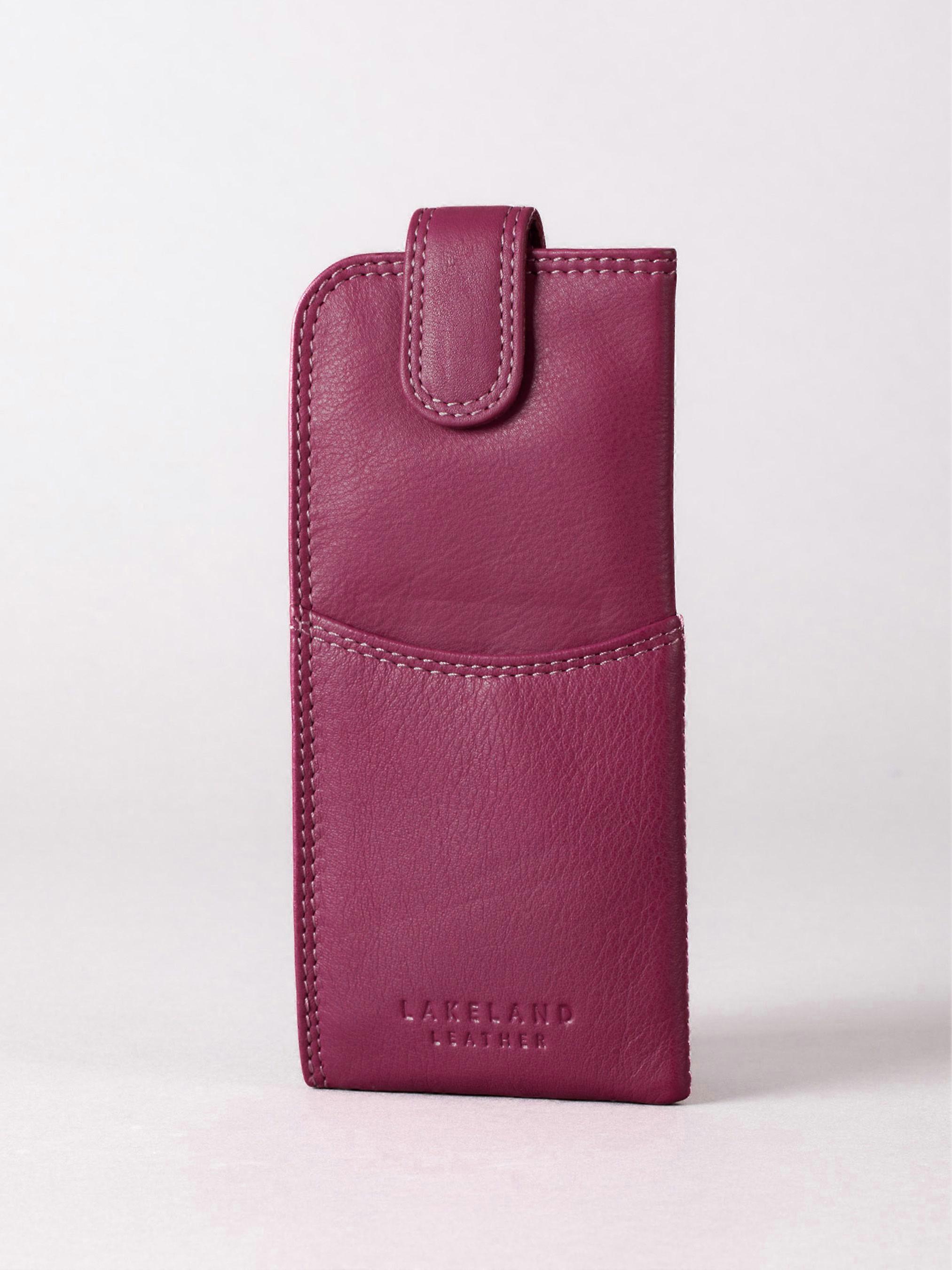 Leather Tab Glasses Case in Cranberry Pink