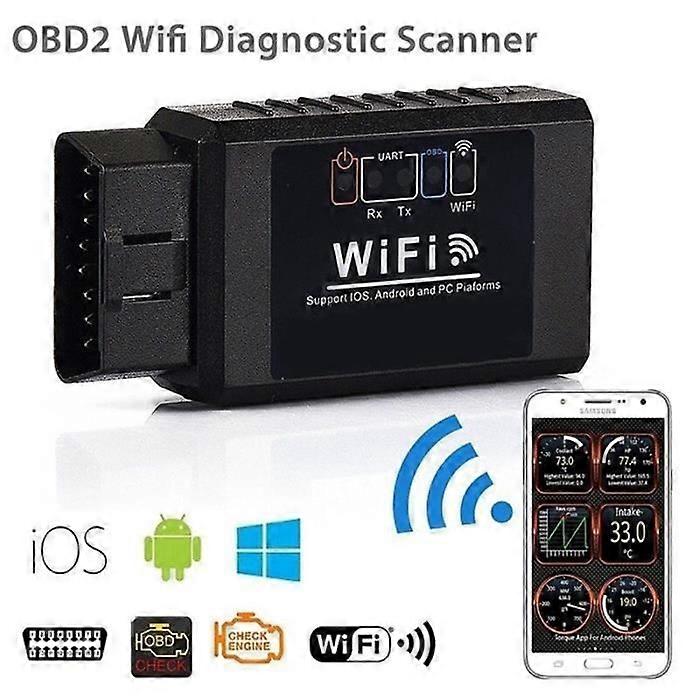 Car Fault Scanner - ELM327 - OBD2 - WIFI - Universal - Black