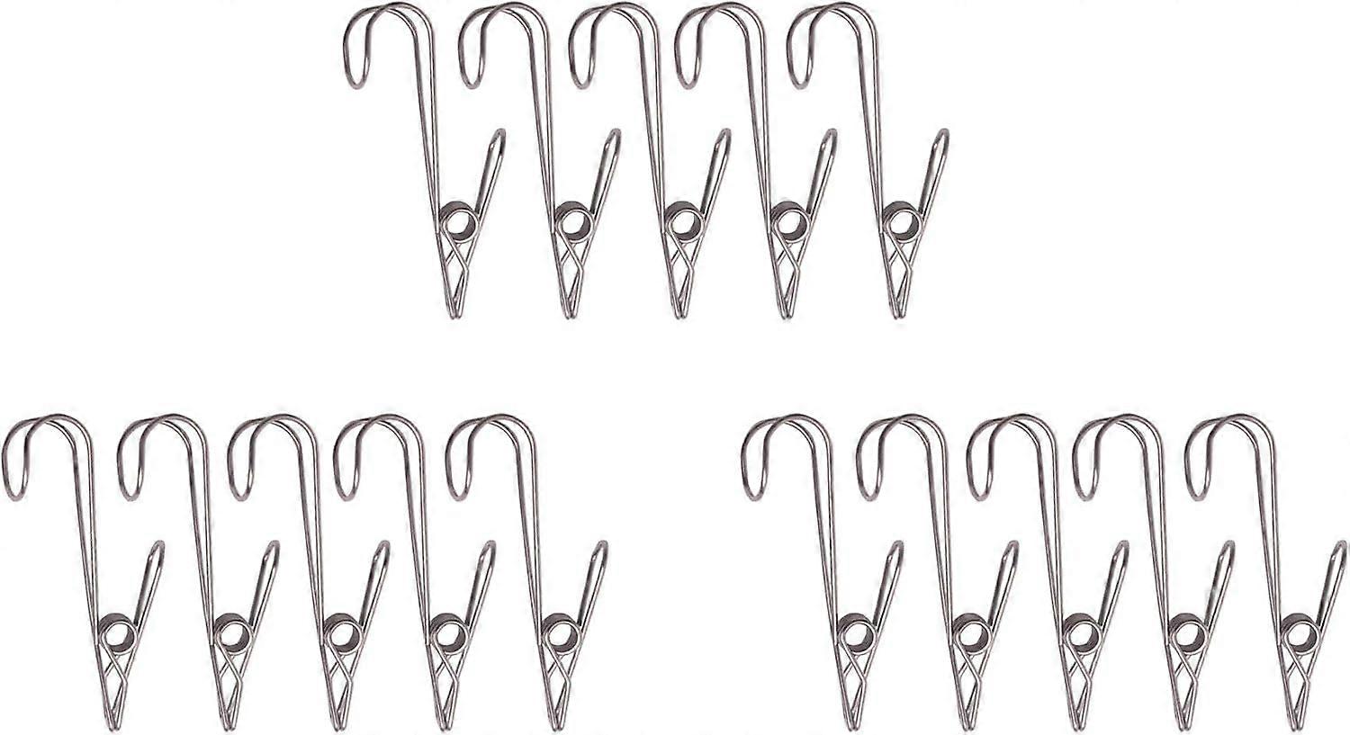 15-Pack Hook Metal Clothespins for Office Bathroom Kitchen etc