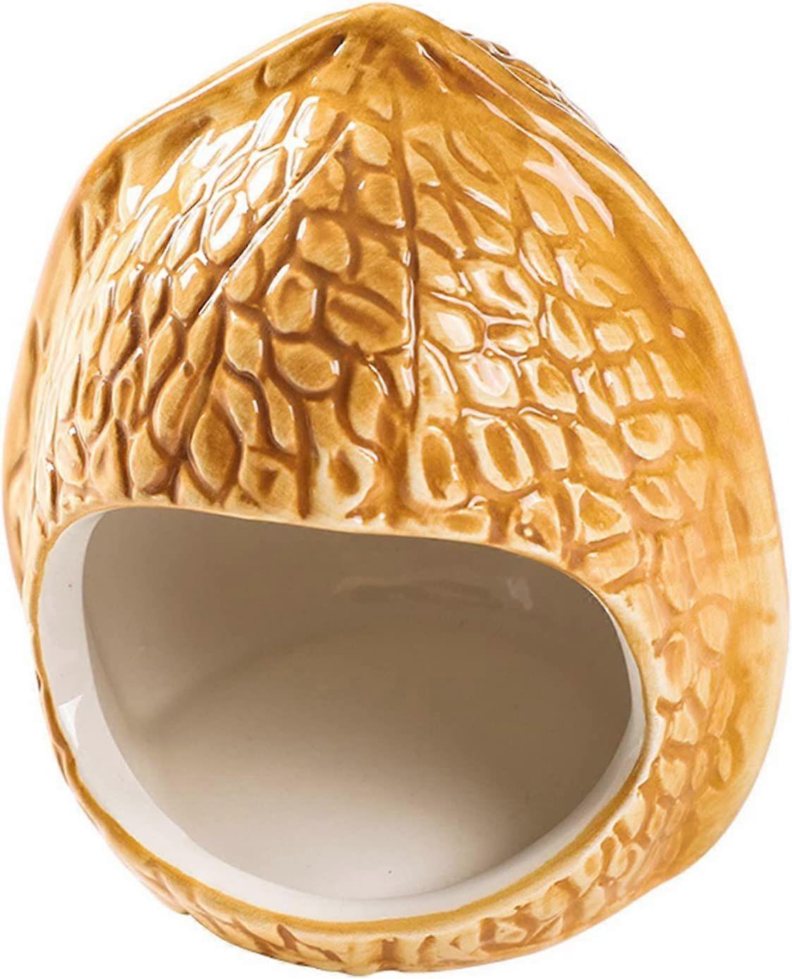 Ceramic Hamster Hideout Peanut Shape Hamster Hide Cooling Bed Caves Cage Idea for Mice,Gerbil ,Dwarf, Tortoise, Lizard and Fish Aquarium