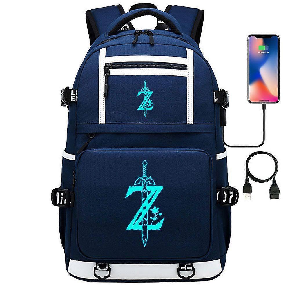 حقيبة ظهر Zelda-link للمراهقين والطلاب والرجال والنساء - حقيبة مدرسية وحقيبة كتب وحقائب سفر للكمبيوتر المحمول مع منفذ شحن USB - أنيق و Ca