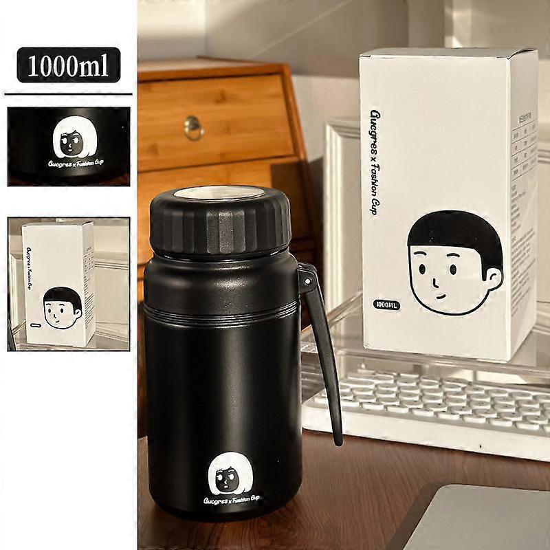 33.8 oz/1000Ml Bottle,Vacuum Insulated,Stainless Steel with Chug Cap-Dark Black