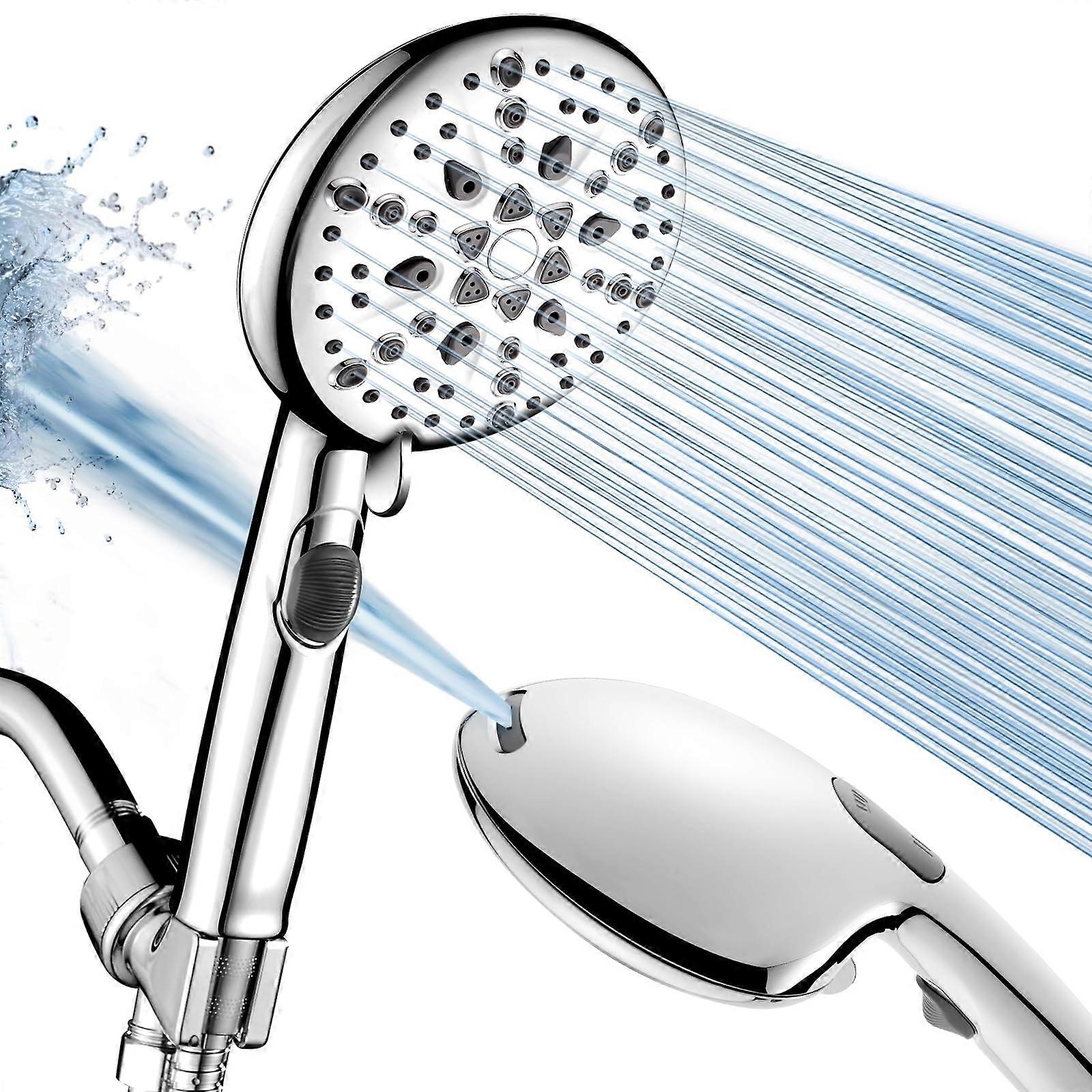 High Pressure Shower Head with 9 Functions for Clean Corner Tub and Pets Luxury Modern Chrome Look Built-in Power Spray Adjustable