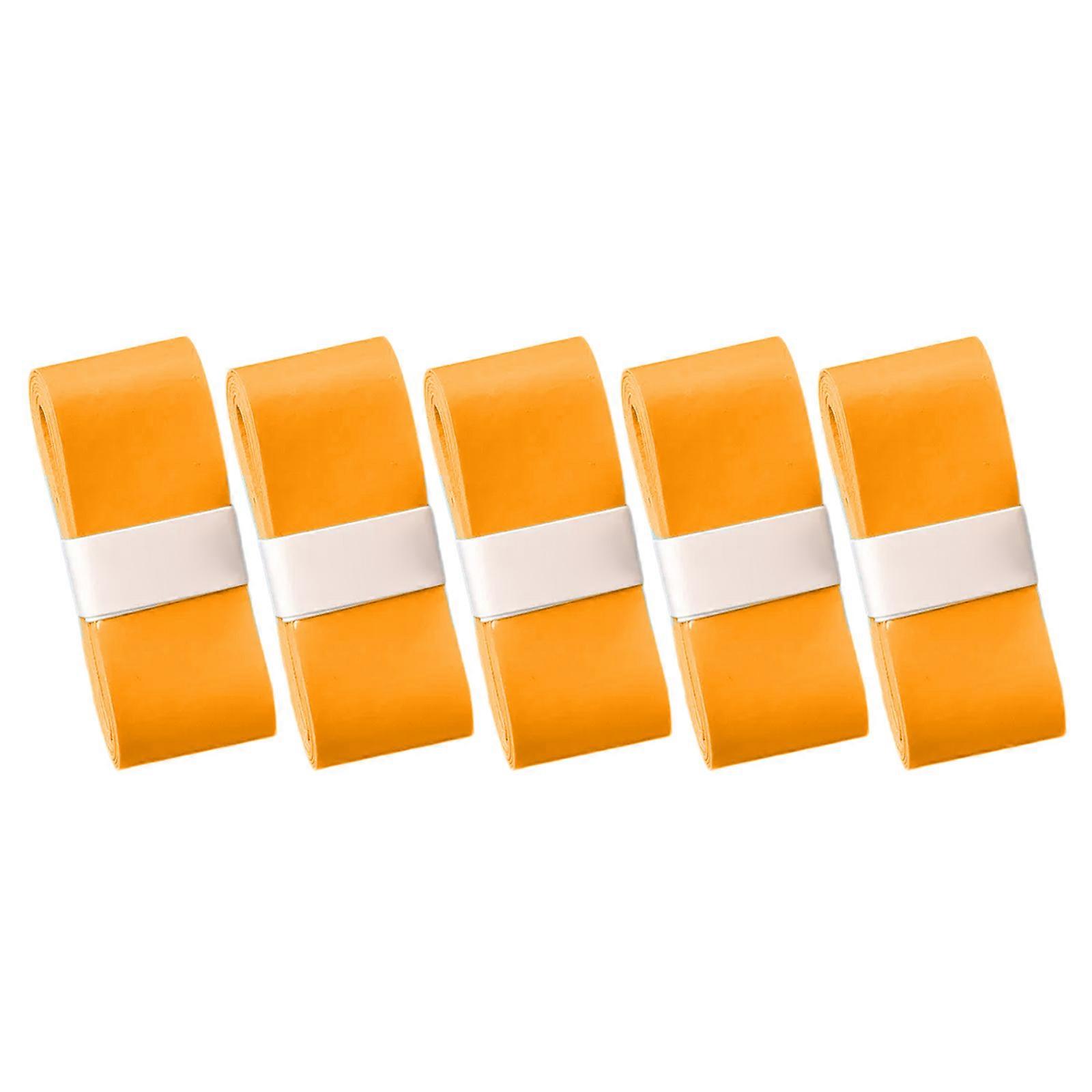 5 Pack Multple Color Replacement Grip for Racquets, Delicate Badminton Racket Tape, Breathable Squash Grip Accessories Yellow