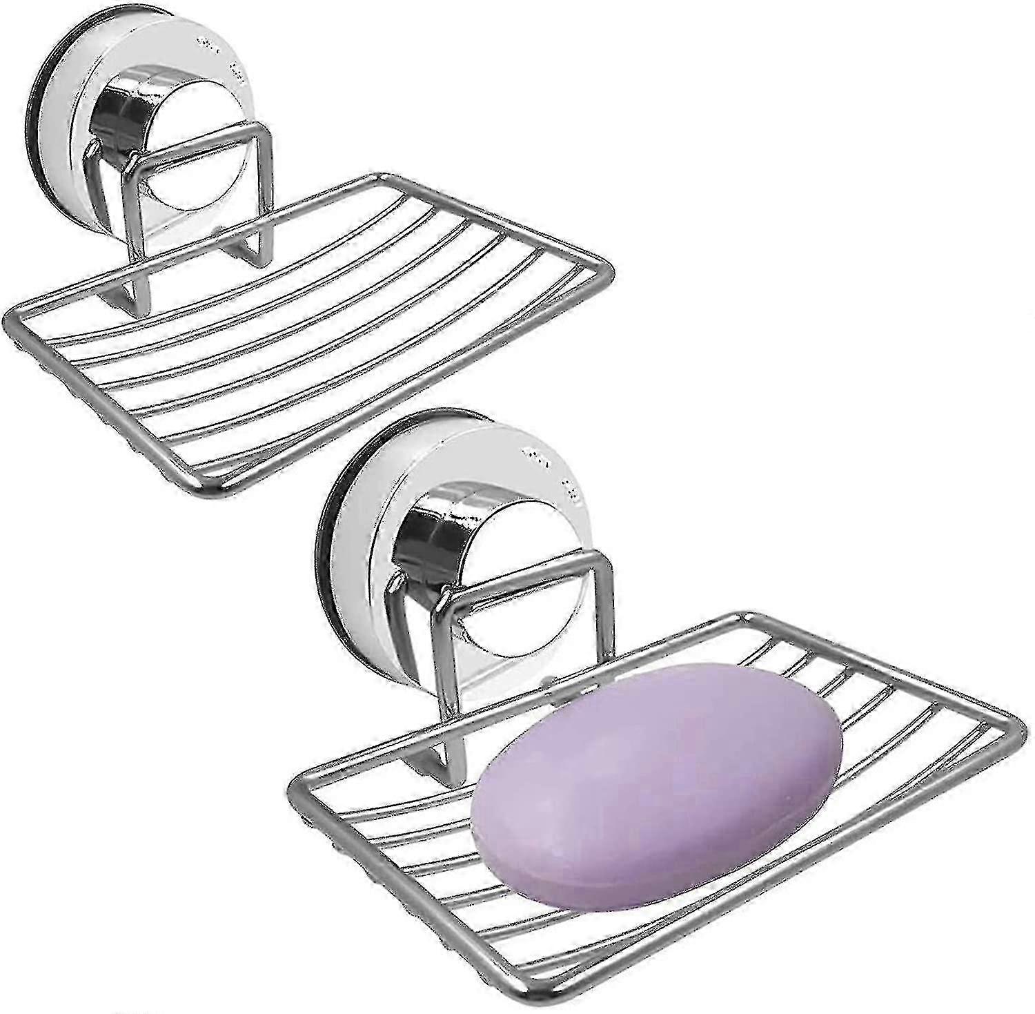 Bathroom and Kitchen Soap Dish with 2 Suction Cup Holders