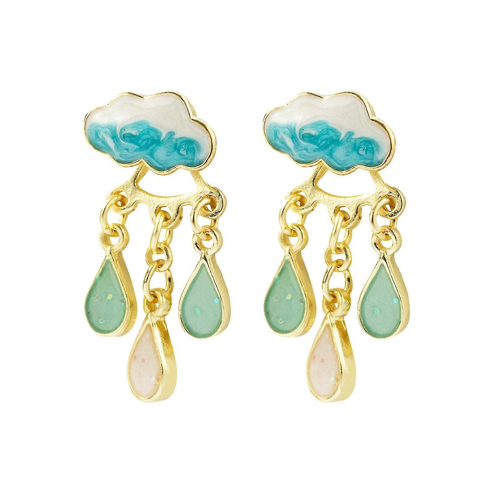 Rainy Day Cloud Earrings with Fresh Water Drop Design