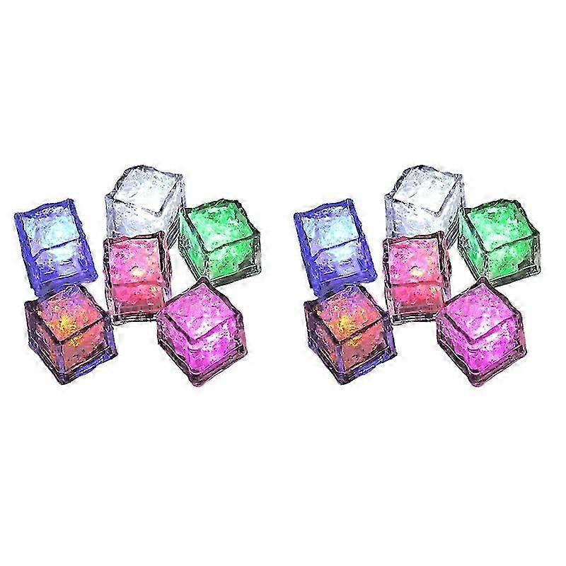 12Pcs Bar KTV Luminous Ice Square Luminous Toy LED Colorful Ice Square Water Sensor Luminous ,Colorful flash