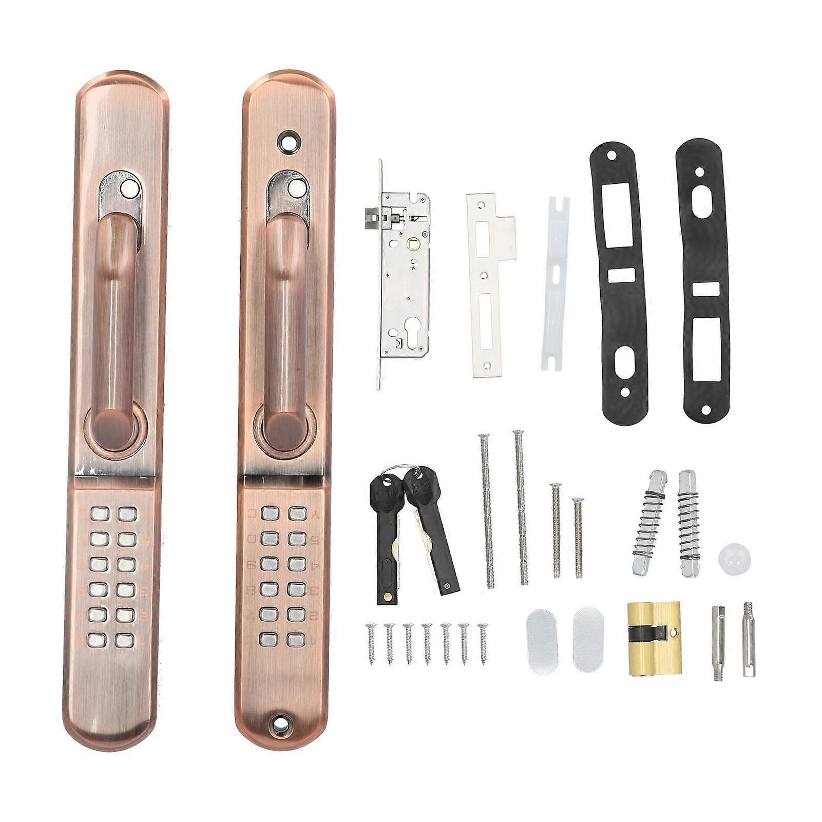 Outdoor Password Door Lock Handle Waterproof Sunscreen AntiTheft Entry Coded Lock with Key