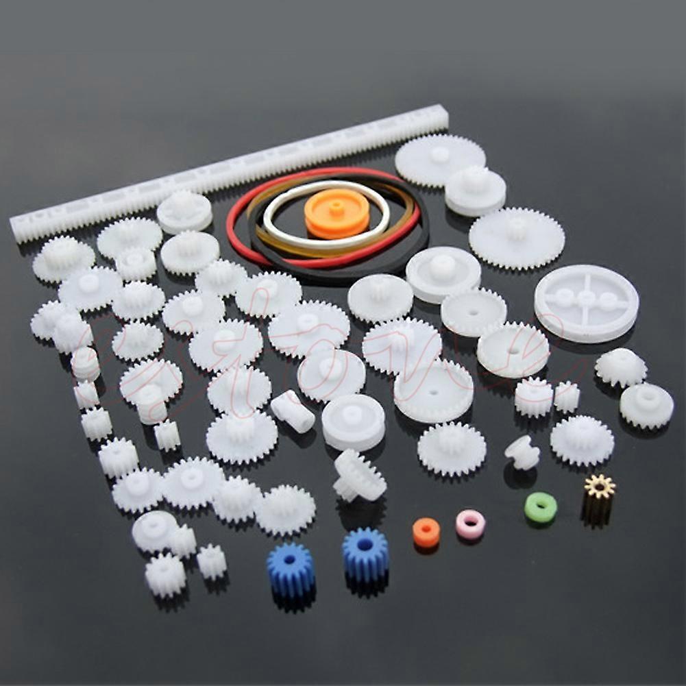 New 60pcs Type Plastic Shaft Single Double Reduction Crown Worm Gears DIY Robot White